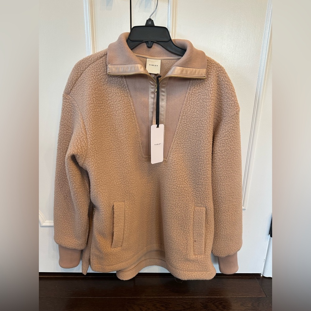 NWT Varley blush tan Medium Fleece Quarter-Zip Pullover sweater with